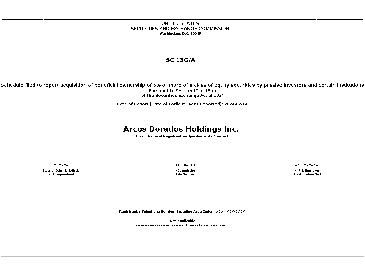 ARCO : SC 13G/A Schedule filed to report acquisition of beneficial ownership of 5% or more of a class of equity securities by passive investors and certain institutions