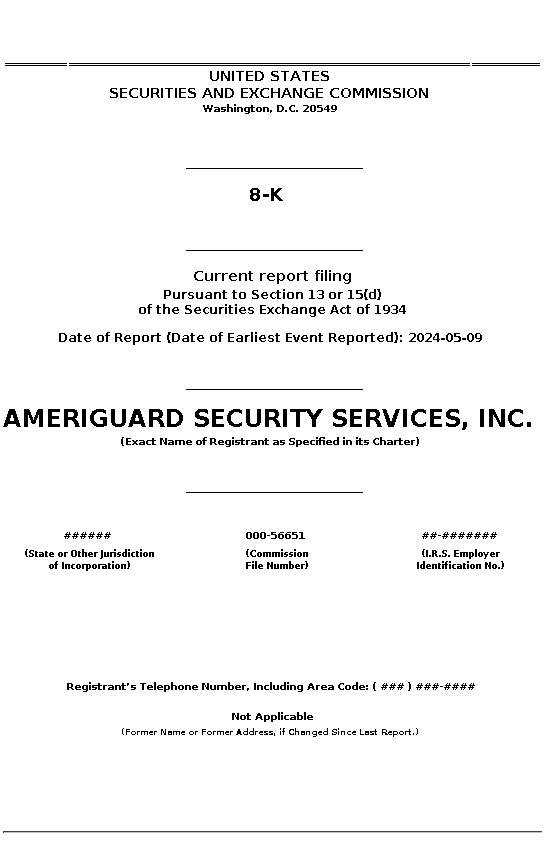 AGSS : 8-K Current report filing