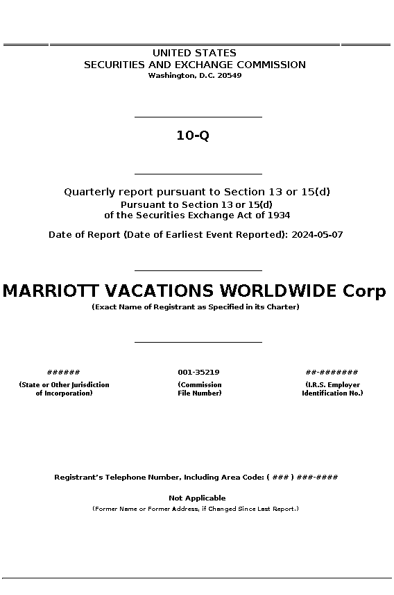 VAC : 10-Q Quarterly report pursuant to Section 13 or 15(d)