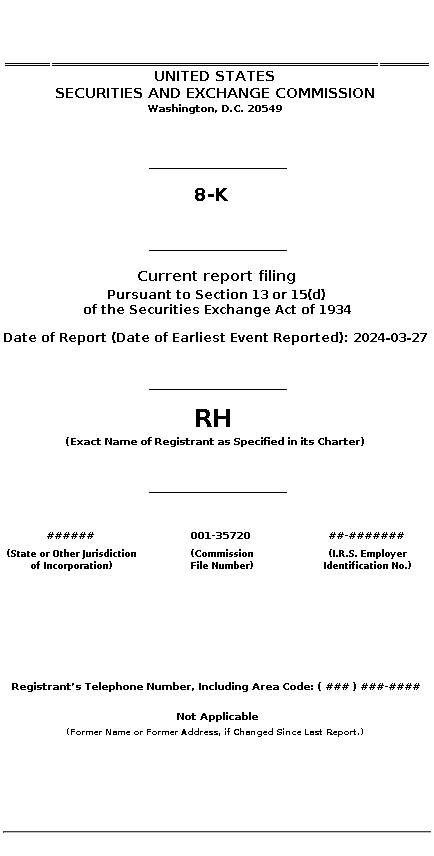 RH : 8-K Current report filing