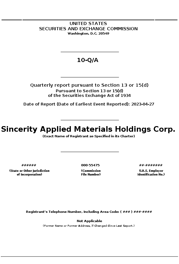 SINC : 10-Q/A Quarterly report pursuant to Section 13 or 15(d)