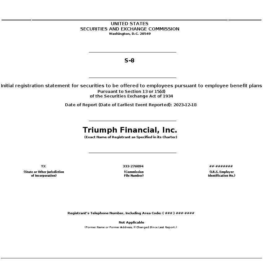 TFIN : S-8 Initial registration statement for securities to be offered to employees pursuant to employee benefit plans