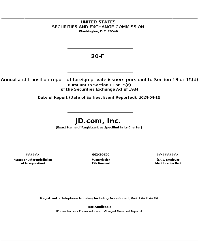 JD : 20-F Annual and transition report of foreign private issuers pursuant to Section 13 or 15(d)