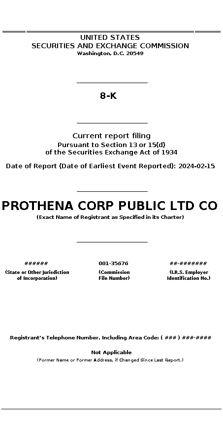 PRTA : 8-K Current report filing