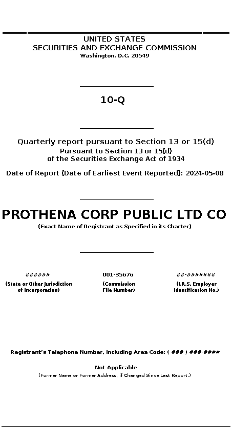 PRTA : 10-Q Quarterly report pursuant to Section 13 or 15(d)