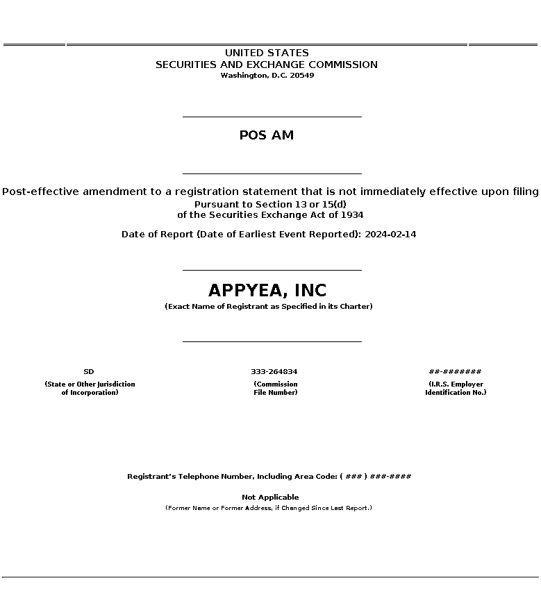 APYP : POS AM Post-effective amendment to a registration statement that is not immediately effective upon filing