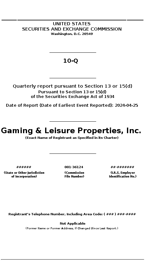 GLPI : 10-Q Quarterly report pursuant to Section 13 or 15(d)