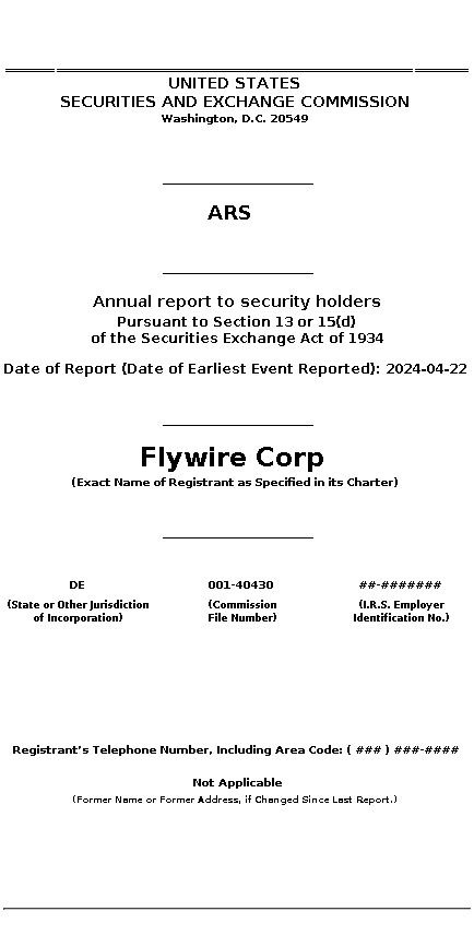 FLYW : ARS Annual report to security holders