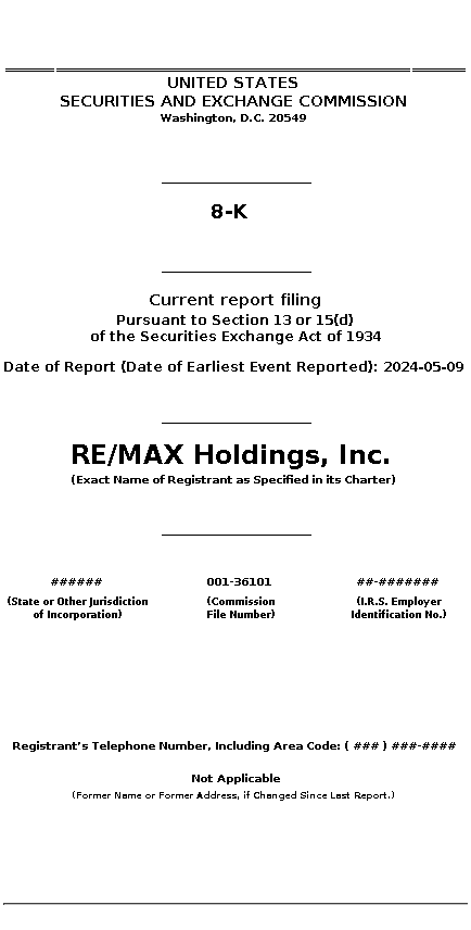 RMAX : 8-K Current report filing