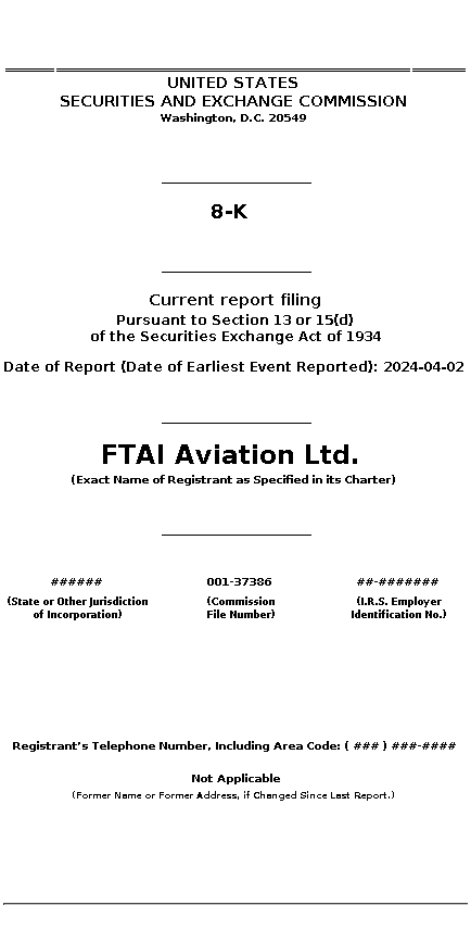 FTAI : 8-K Current report filing