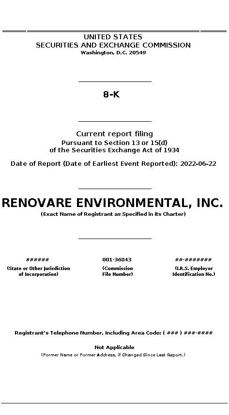 RENO : 8-K Current report filing