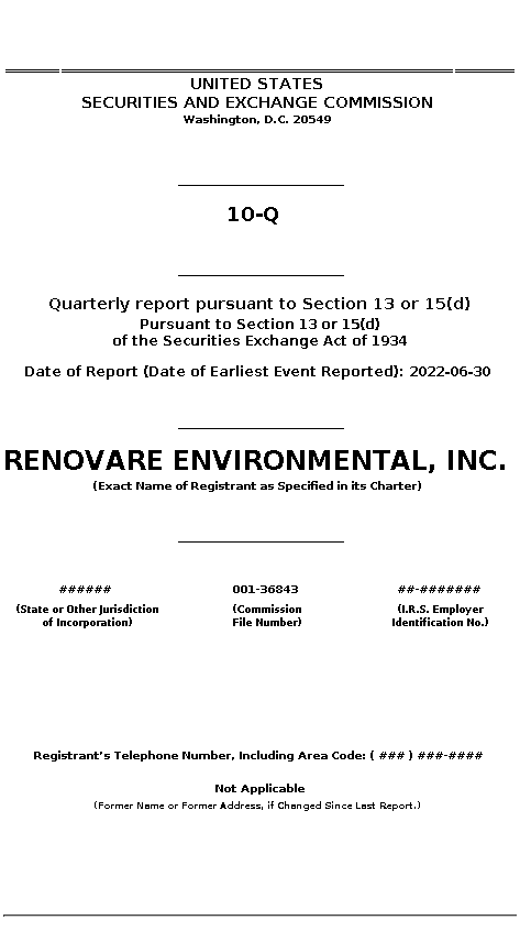 RENO : 10-Q Quarterly report pursuant to Section 13 or 15(d)