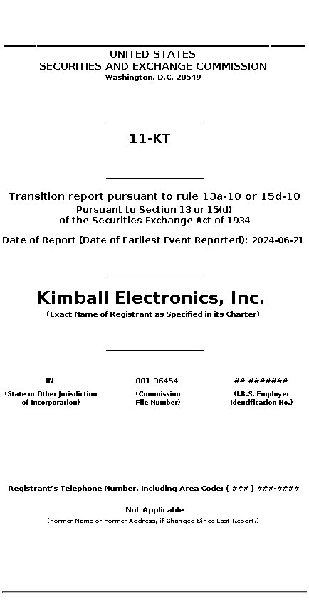 KE : 11-KT Transition report pursuant to rule 13a-10 or 15d-10