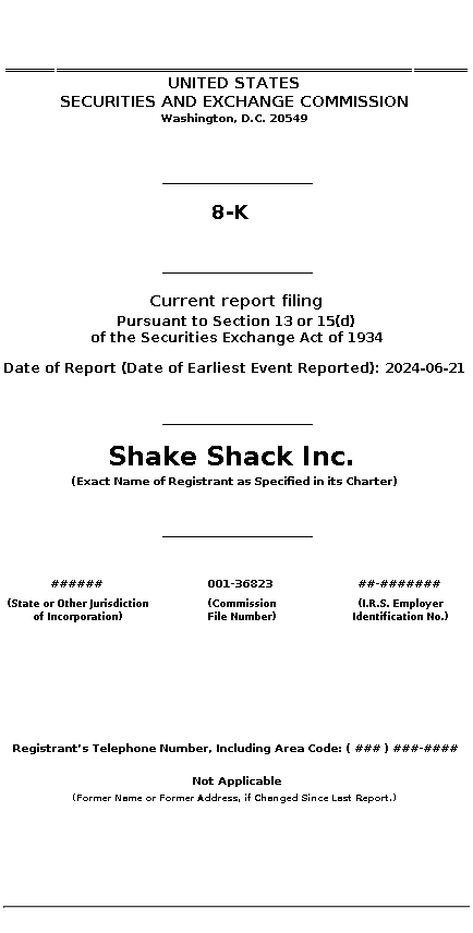 SHAK : 8-K Current report filing