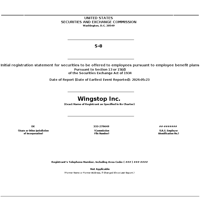 WING : S-8 Initial registration statement for securities to be offered to employees pursuant to employee benefit plans