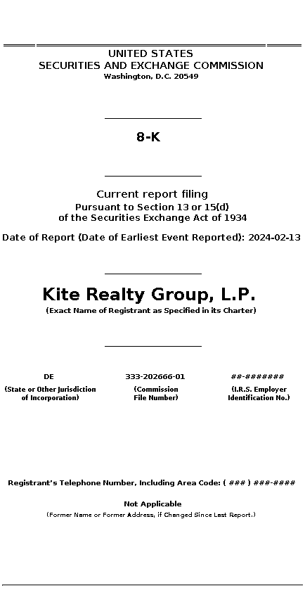 KRG : 8-K Current report filing