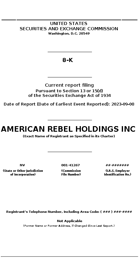 AREB : 8-K Current report filing