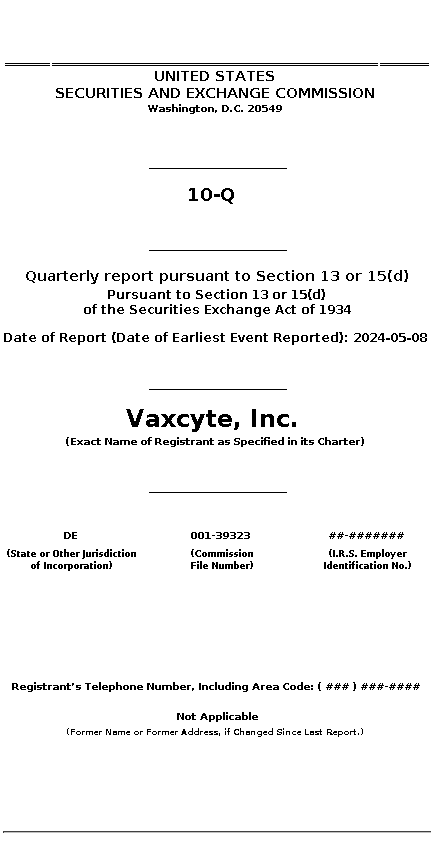 PCVX : 10-Q Quarterly report pursuant to Section 13 or 15(d)
