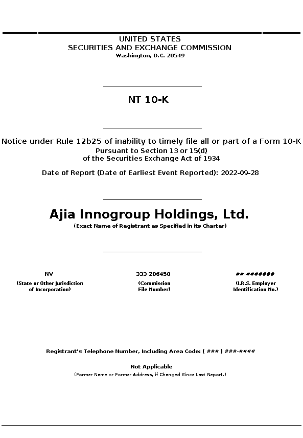 AJIA : NT 10-K Notice under Rule 12b25 of inability to timely file all or part of a Form 10-K