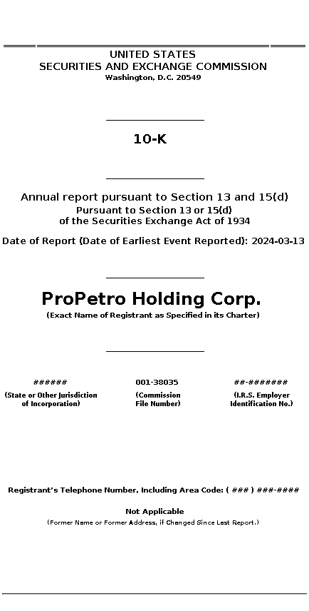 PUMP : 10-K Annual report pursuant to Section 13 and 15(d)