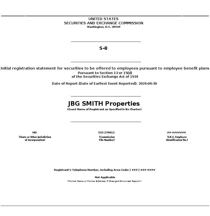 JBGS : S-8 Initial registration statement for securities to be offered to employees pursuant to employee benefit plans