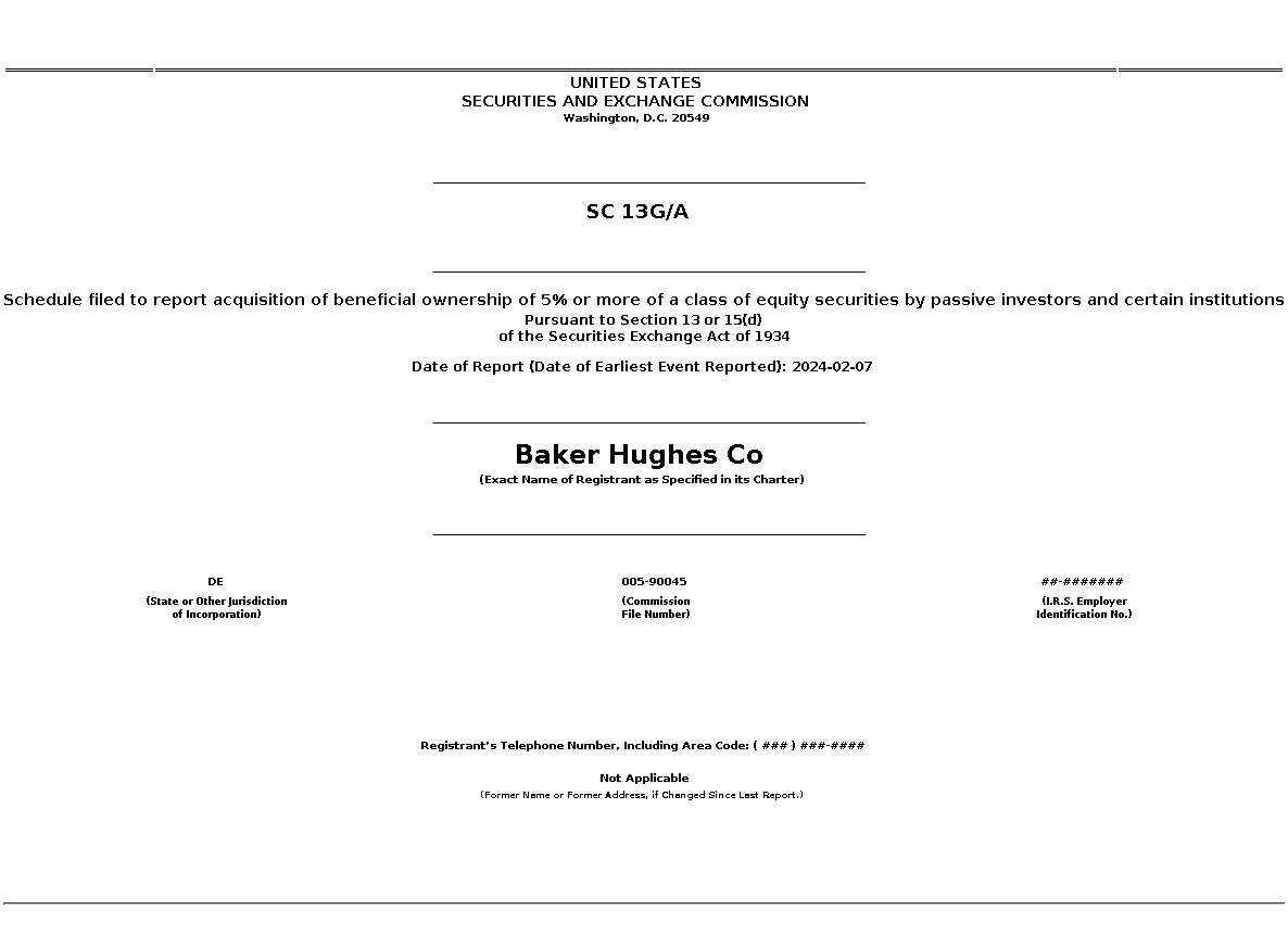BKR : SC 13G/A Schedule filed to report acquisition of beneficial ownership of 5% or more of a class of equity securities by passive investors and certain institutions