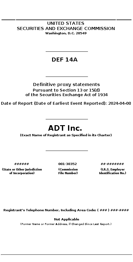 ADT : DEF 14A Definitive proxy statements