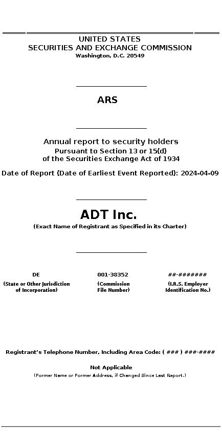 ADT : ARS Annual report to security holders