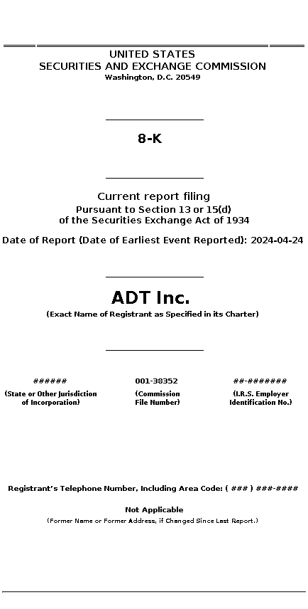 ADT : 8-K Current report filing