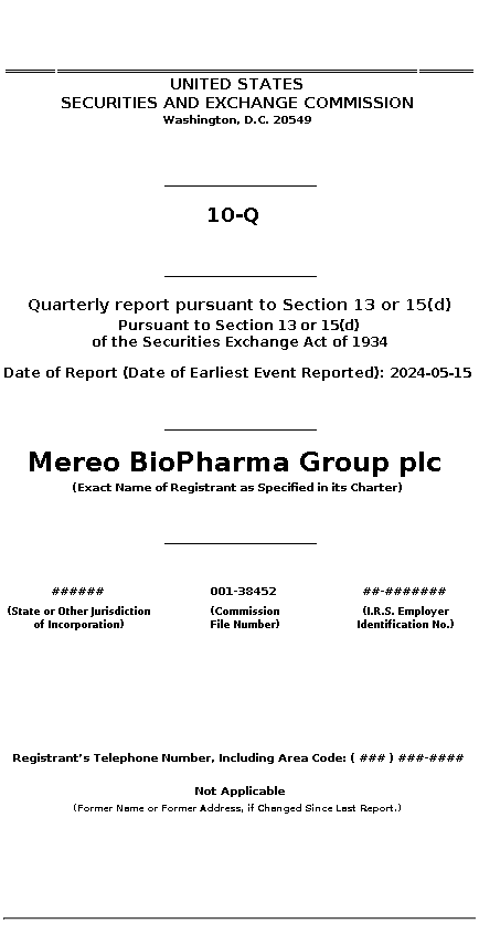 MREO : 10-Q Quarterly report pursuant to Section 13 or 15(d)
