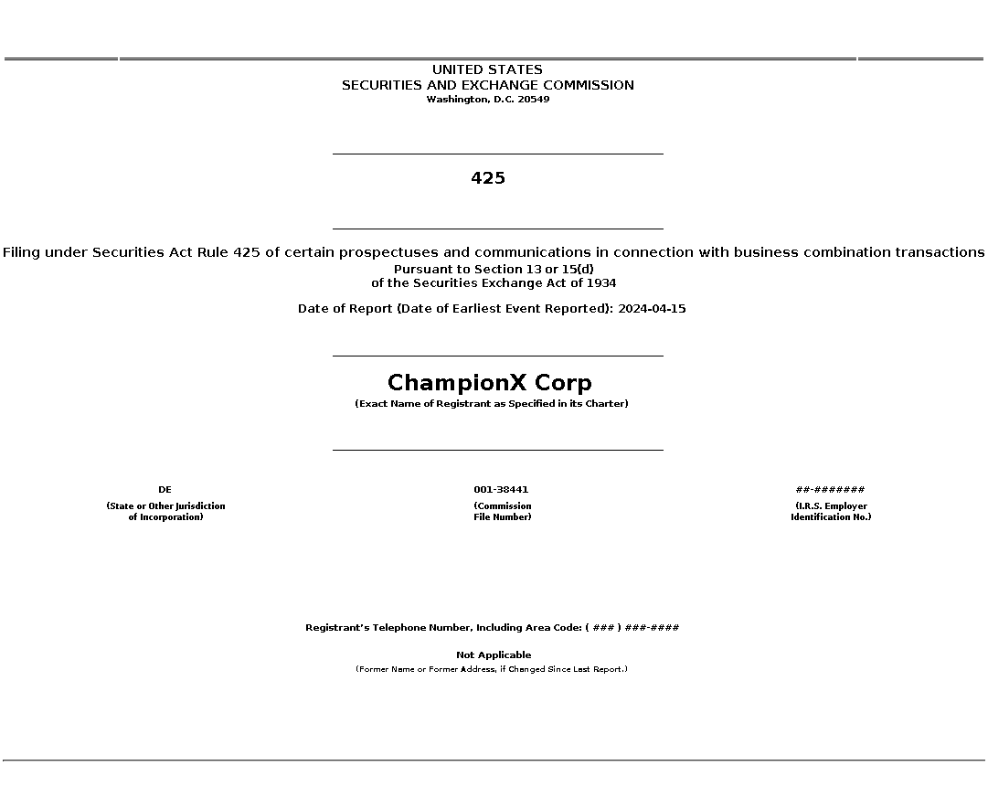 CHX : 425 Filing under Securities Act Rule 425 of certain prospectuses and communications in connection with business combination transactions