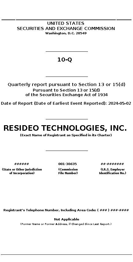 REZI : 10-Q Quarterly report pursuant to Section 13 or 15(d)