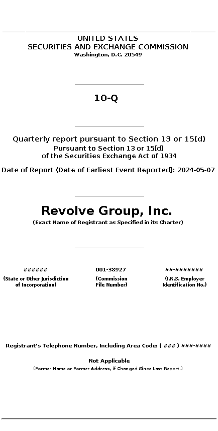 rvlv : 10-Q Quarterly report pursuant to Section 13 or 15(d)