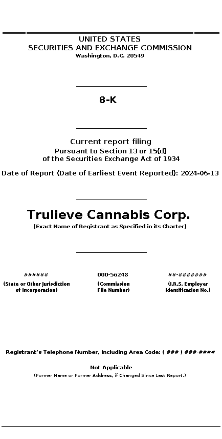 tcnnf : 8-K Current report filing