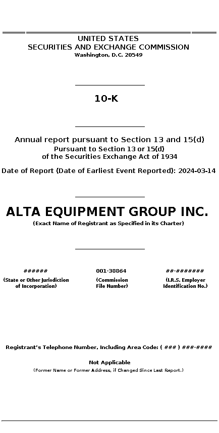 ALTG : 10-K Annual report pursuant to Section 13 and 15(d)
