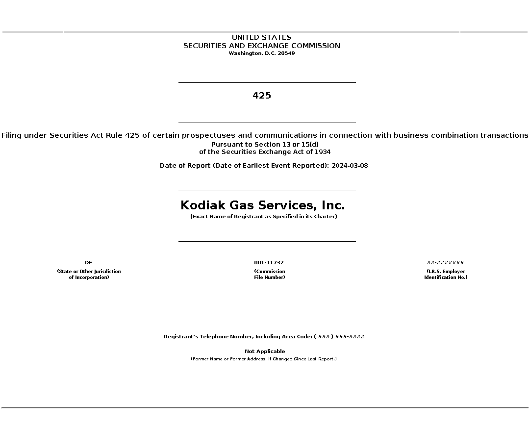 KGS : 425 Filing under Securities Act Rule 425 of certain prospectuses and communications in connection with business combination transactions