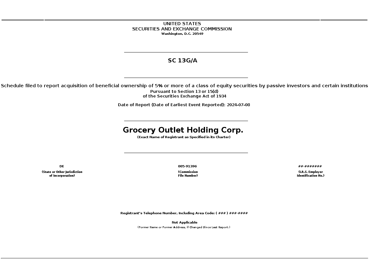 go : SC 13G/A Schedule filed to report acquisition of beneficial ownership of 5% or more of a class of equity securities by passive investors and certain institutions