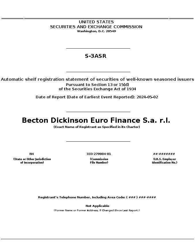 BDX : S-3ASR Automatic shelf registration statement of securities of well-known seasoned issuers