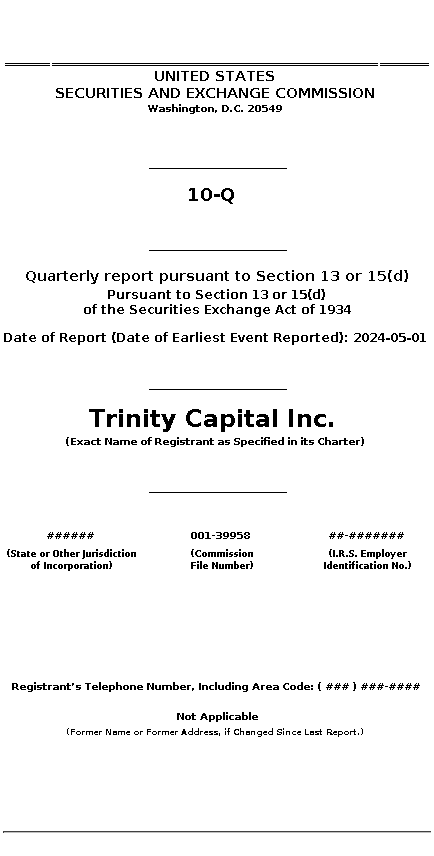TRIN : 10-Q Quarterly report pursuant to Section 13 or 15(d)
