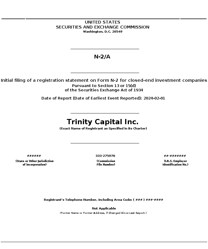 TRIN : N-2/A Initial filing of a registration statement on Form N-2 for closed-end investment companies