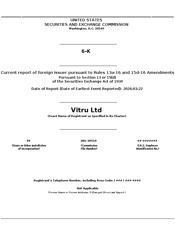 VTRU : 6-K Current report of foreign issuer pursuant to Rules 13a-16 and 15d-16 Amendments