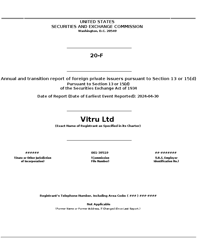 VTRU : 20-F Annual and transition report of foreign private issuers pursuant to Section 13 or 15(d)