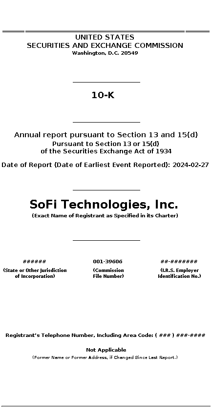 SOFI : 10-K Annual report pursuant to Section 13 and 15(d)