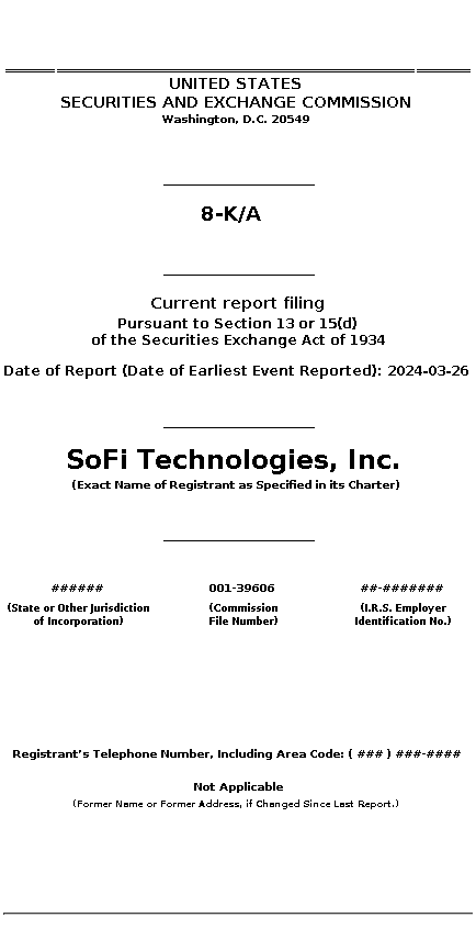 SOFI : 8-K/A Current report filing