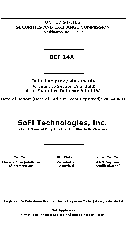SOFI : DEF 14A Definitive proxy statements