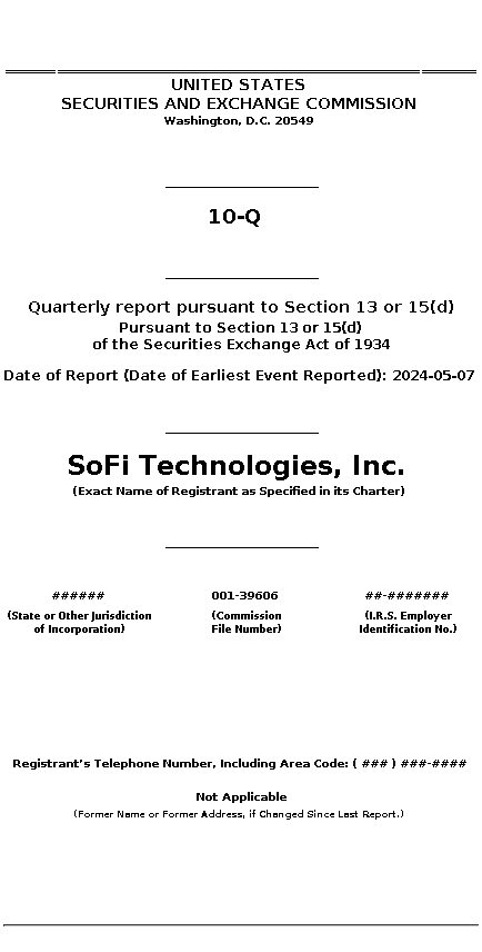 SOFI : 10-Q Quarterly report pursuant to Section 13 or 15(d)