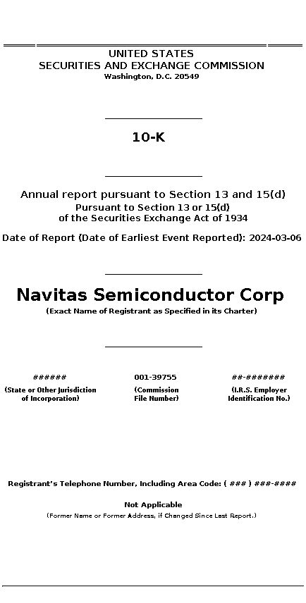 NVTS : 10-K Annual report pursuant to Section 13 and 15(d)