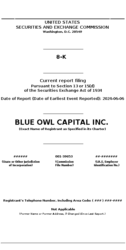 OWL : 8-K Current report filing