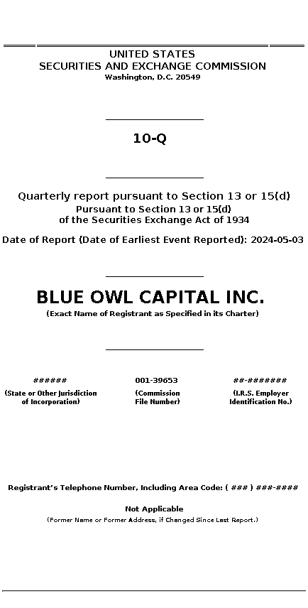 OWL : 10-Q Quarterly report pursuant to Section 13 or 15(d)