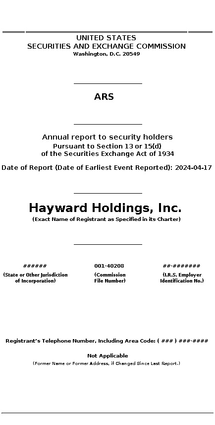 HAYW : ARS Annual report to security holders